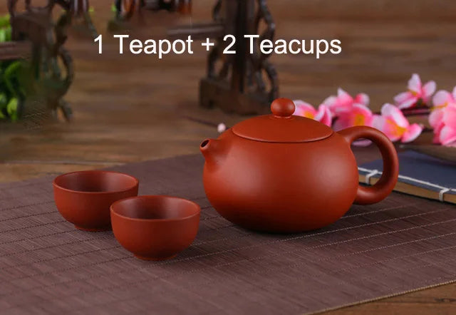 Look at this handmade Clay Kung Fu Tea Set — an authentic Yixing Zisha teapot with matching cups, perfect for brewing rich puer tea.