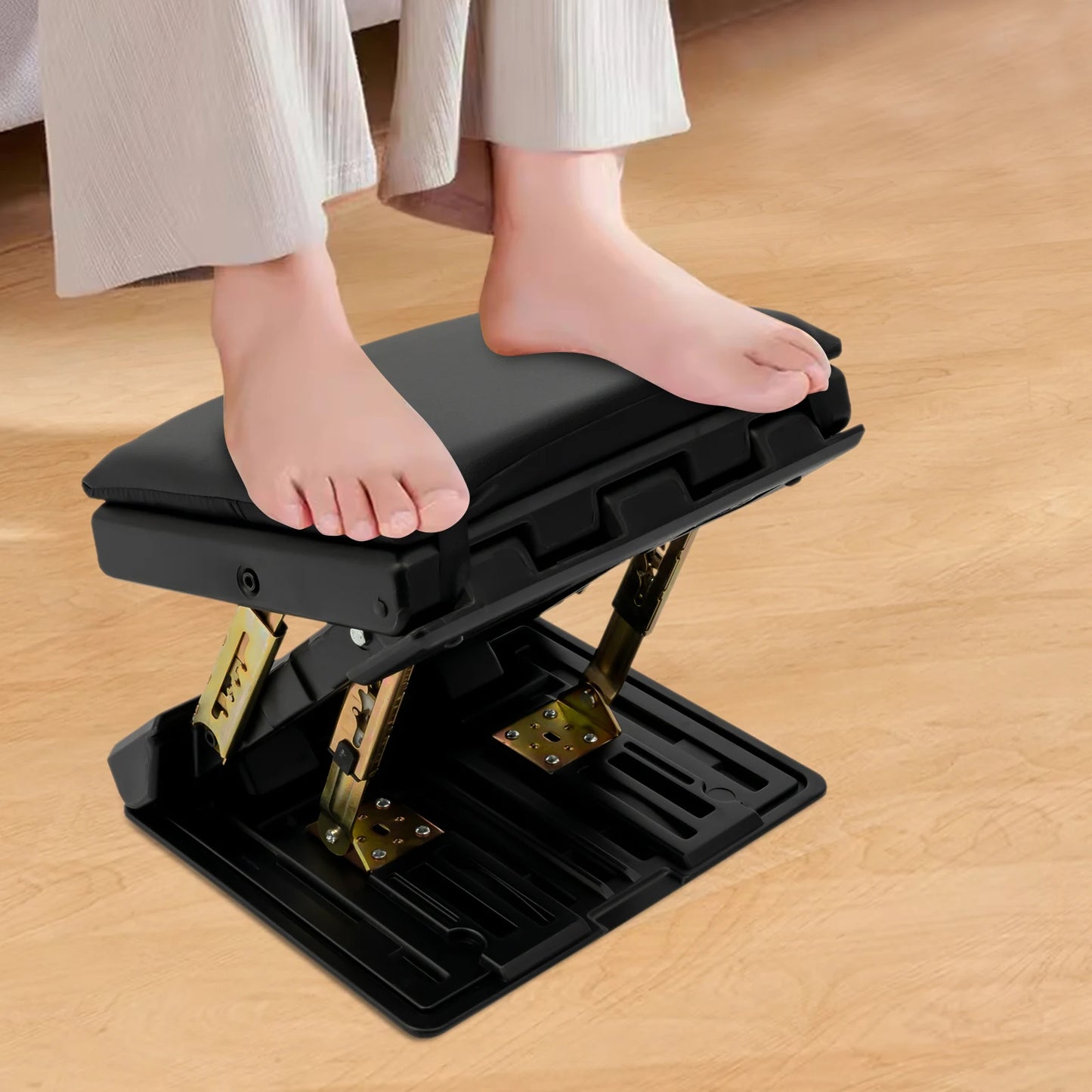 4 Height Level Ergonomic Foldable Footrest Adjustable Foot Rest Portable Footrest Capacity 80kg