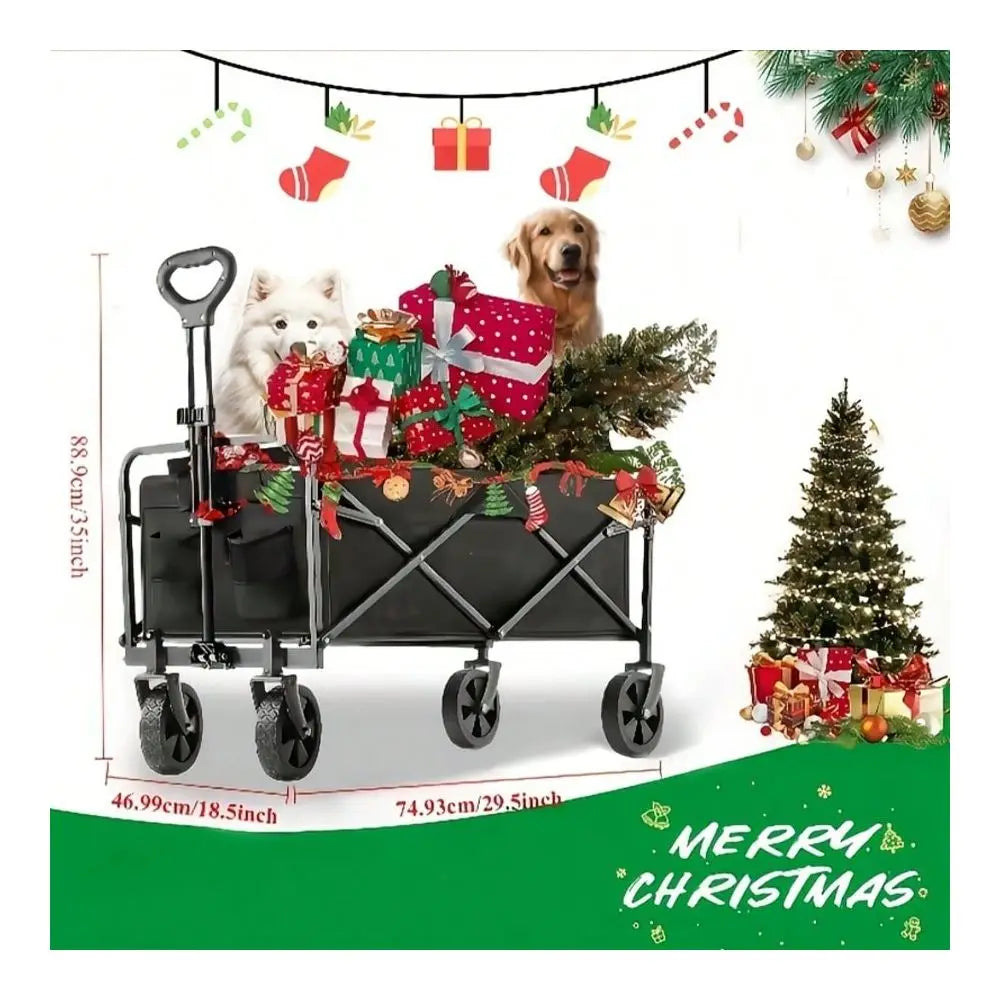 Heavy‑Duty Folding Garden Cart with All-Terrain Wheels, 450Pound Capacity, Foldable Multipurpose Cart.