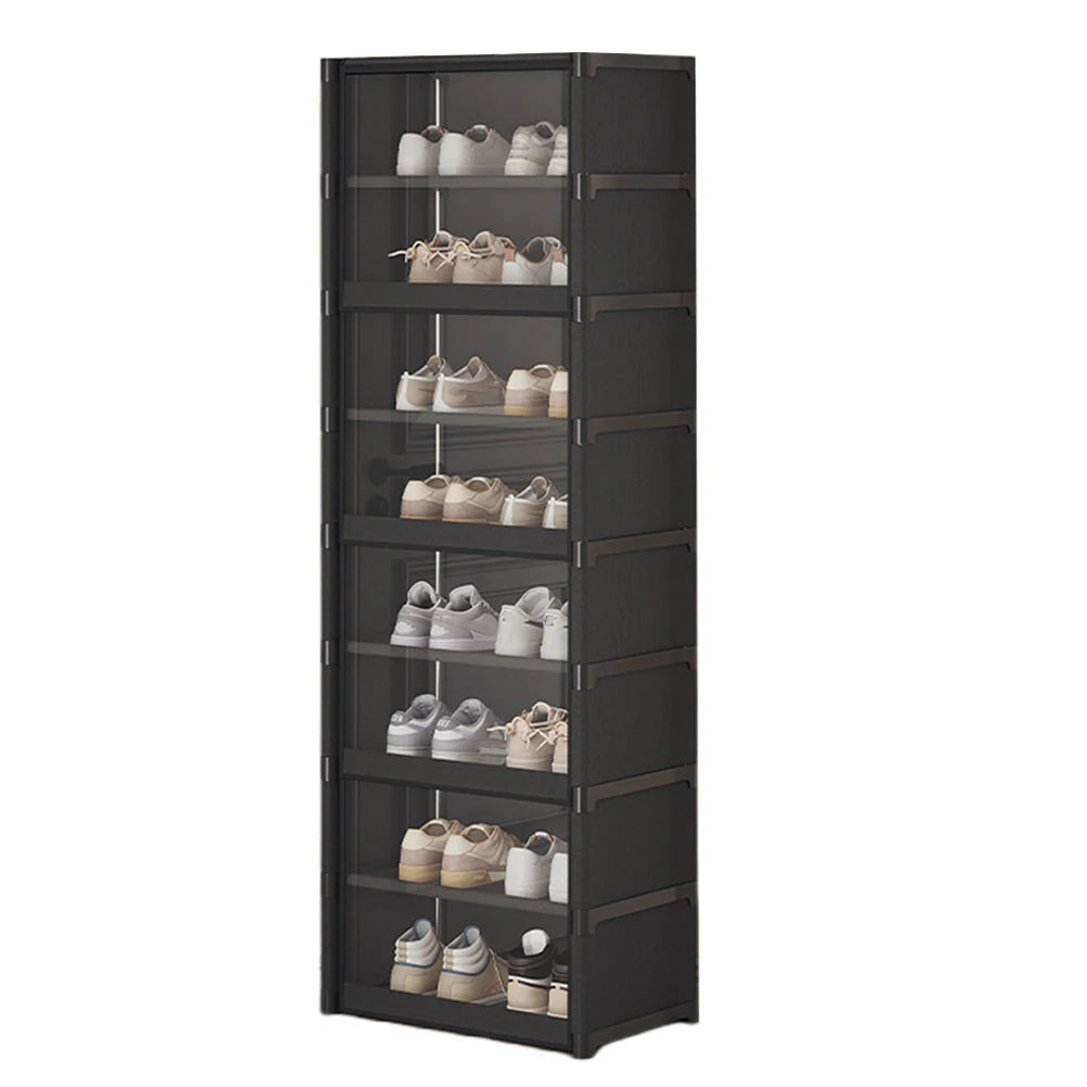 9-Tier Tall Shoe Rack with Clear Cover 18 Pair Narrow Shoes Shelf Cabinet Holds 18 Pairs Shoe Shelf Shoes Cabinet Closed Shelves