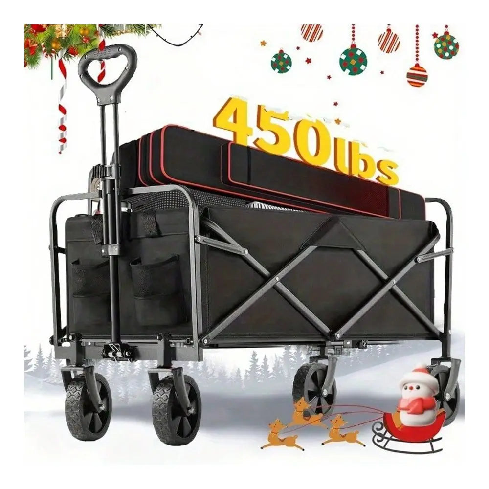 Heavy‑Duty Folding Garden Cart with All-Terrain Wheels, 450Pound Capacity, Foldable Multipurpose Cart.