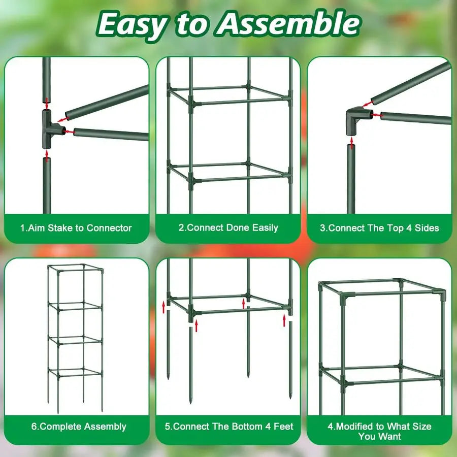 Square Steel Tomato Plant Cage – Heavy‑Duty Support Tower for Cherry Tomatoes