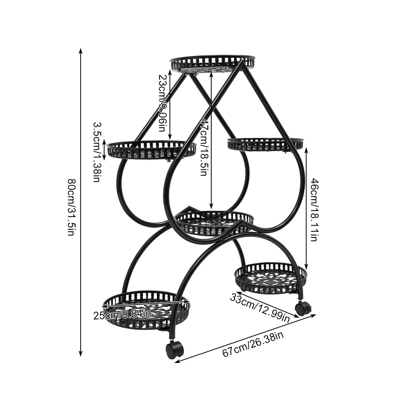 6 Potted Heart Flowerpot Stand 4 Tier Plant Stand for Patio Garden Living Room Corner Balcony and Bedroom