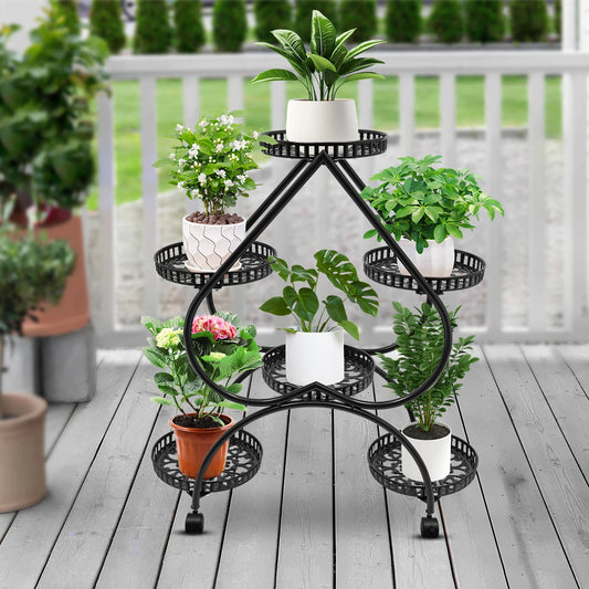 6 Potted Heart Flowerpot Stand 4 Tier Plant Stand for Patio Garden Living Room Corner Balcony and Bedroom