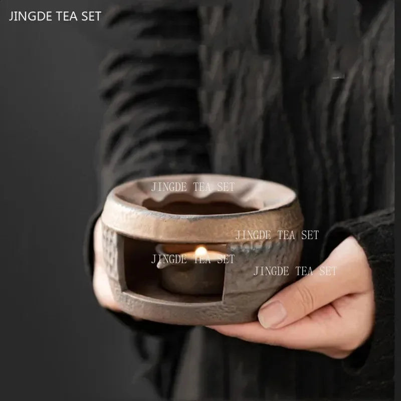 Retro Tea Pot Warmer Ceramic Baking Tray Household, Chinese Tea ware Accessories Teapot with Candle Warmer