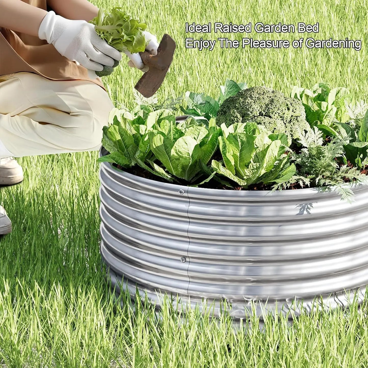 Round 2FT Galvanized Raised Garden Beds (4‑Pack) – Outdoor Planters for Veggies & Herbs