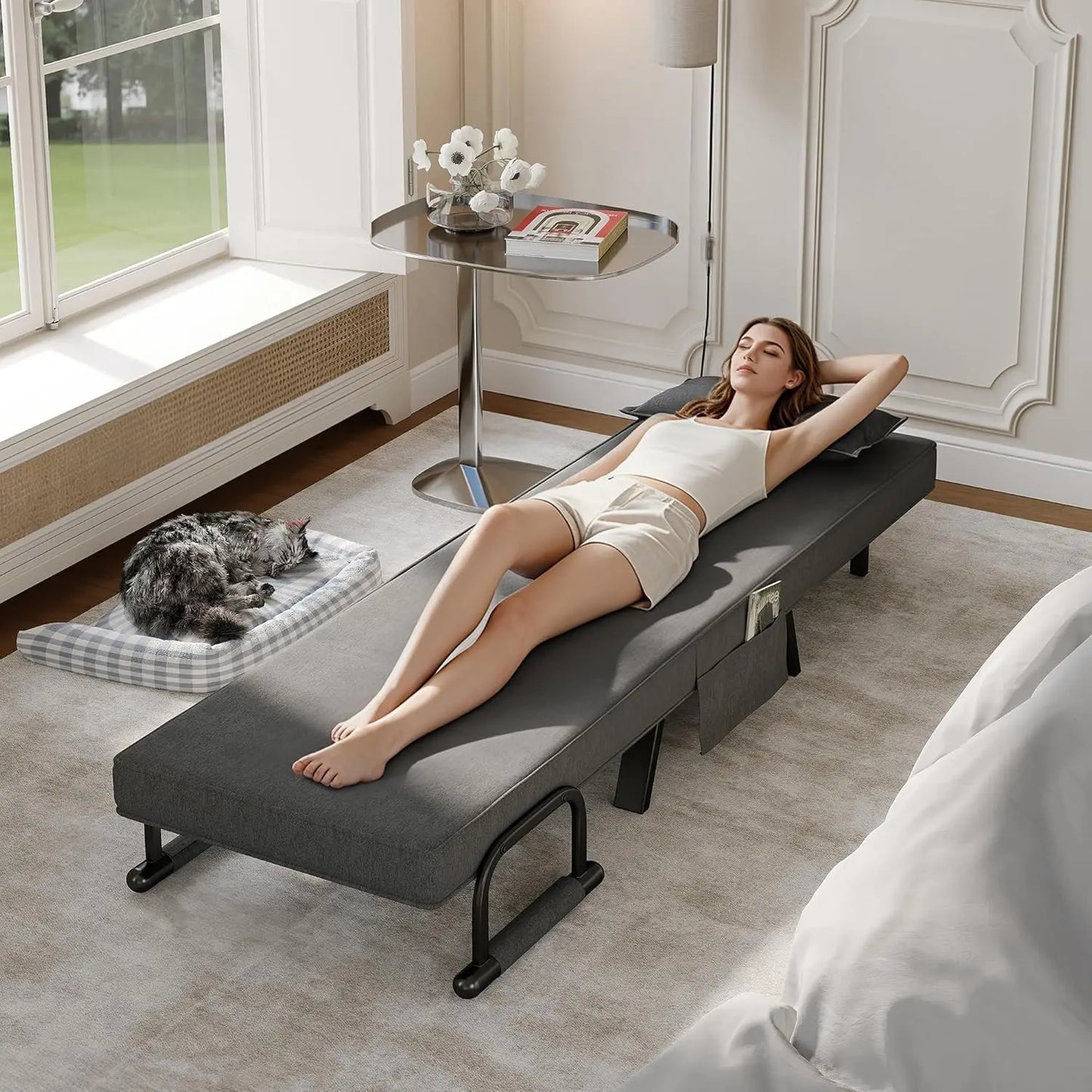 Sleep Chair Bed, Comfy Convertible Sleeper Chairs for Adults, 5 in 1 Folding Sofa Bed with Adjustable Backrest &, Customized