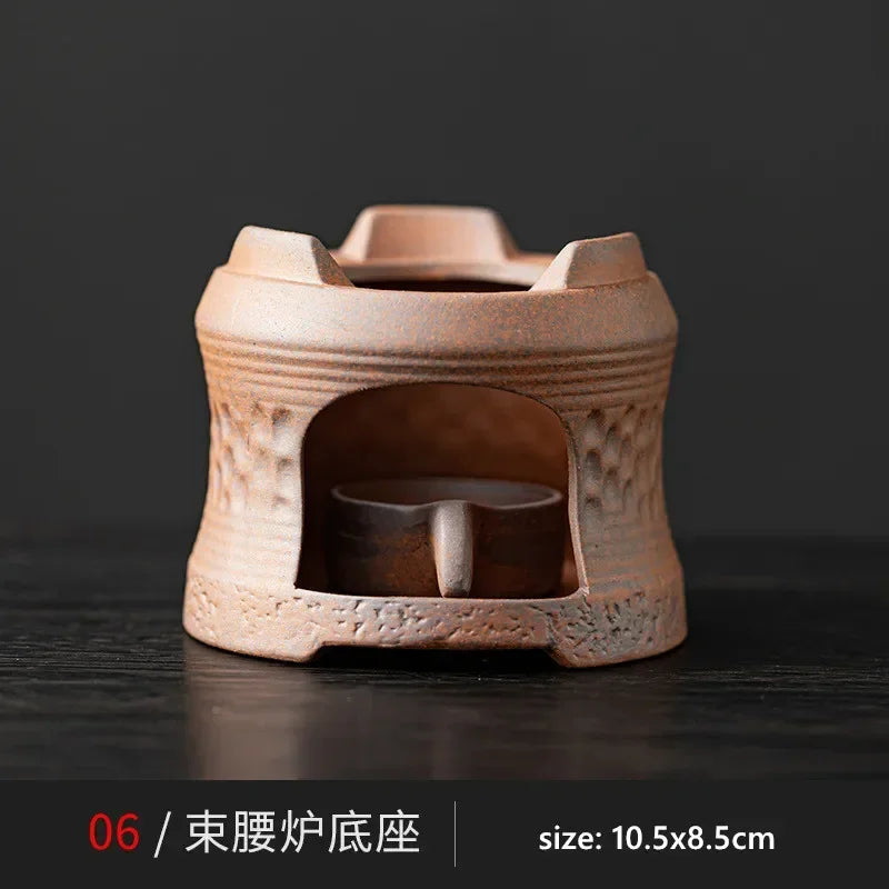 Retro Tea Pot Warmer Ceramic Baking Tray Household, Chinese Tea ware Accessories Teapot with Candle Warmer