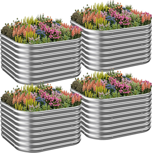 Heavy‑Duty Galvanized Steel Garden Beds (4‑Pack) – Easy‑Build Raised Planters for Outdoors