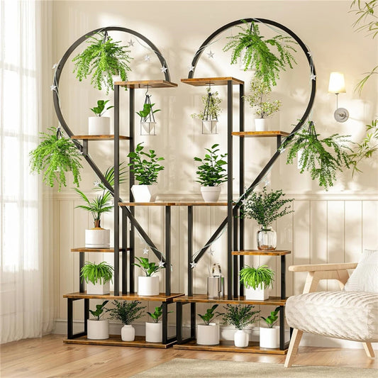 Half‑Heart Metal Plant Stand – Multi‑Planter Display Rack for Home & Garden