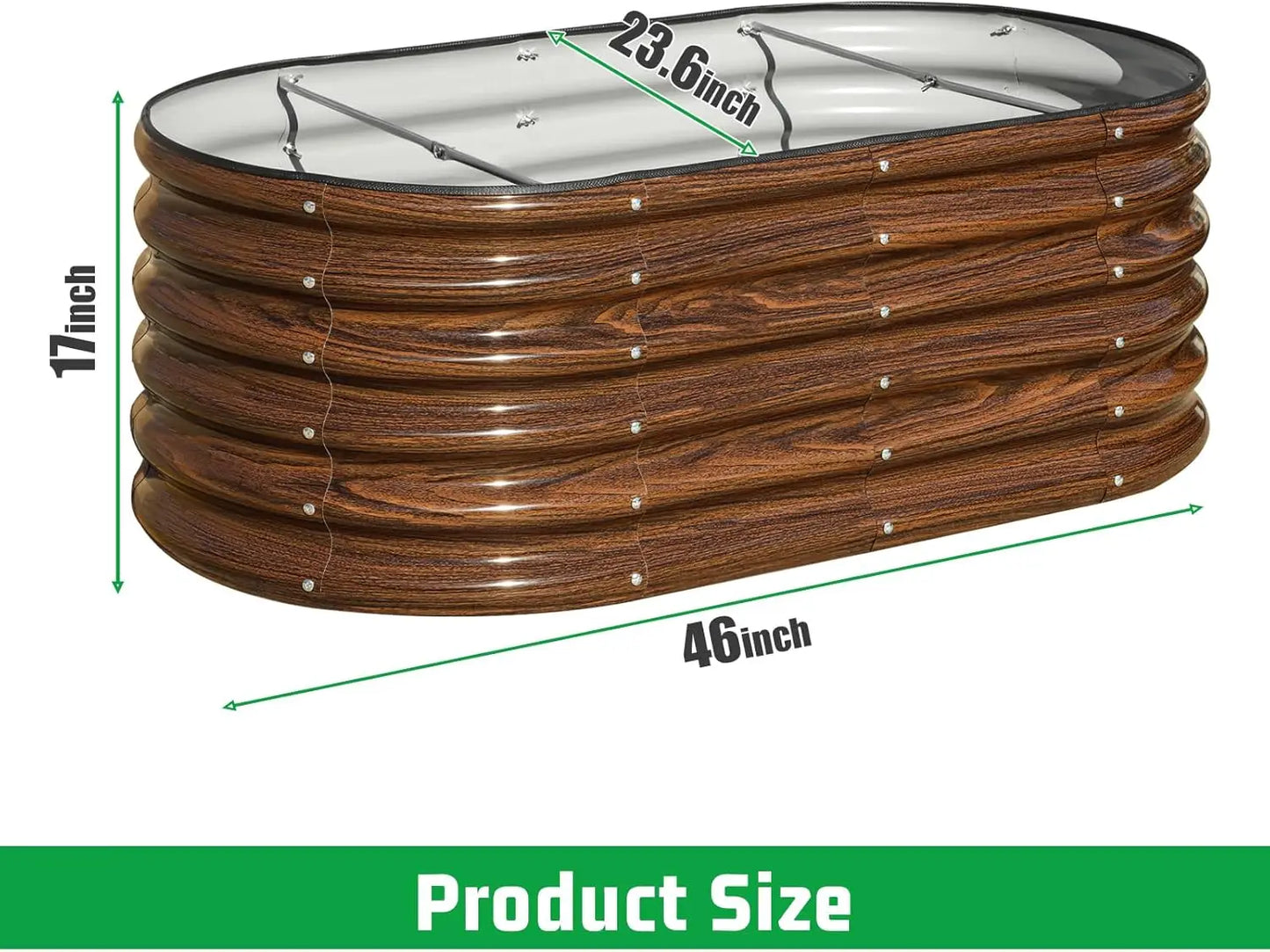 3-Piece Oval Raised Garden Bed Kit, 17" Tall Galvanized Metal Planter Box for Vegetables Fruits Plants