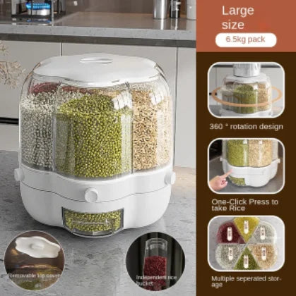 Rotatable Whole grains Storage Box Household Insect-Proof and Moisture-Proof Sealed rice Box Rice Tank Kitchen Storage Box