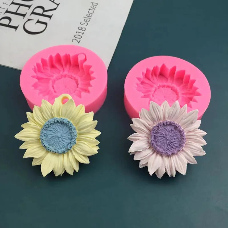 Flower Silicone Molds 3D Daisy Rose Peony Chocolate Cake Baking Mold Handmade Candle Soap Gypsum Resin Handicraft Making Tools
