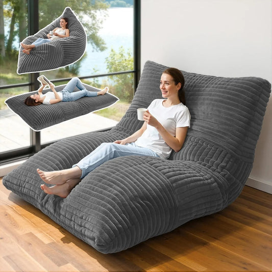 Comfortable 3 in 1 Convertible Bean Bag Chair Bed for Adults and Kids Oversized Memory Foam Floor Sofa with Washable Cover