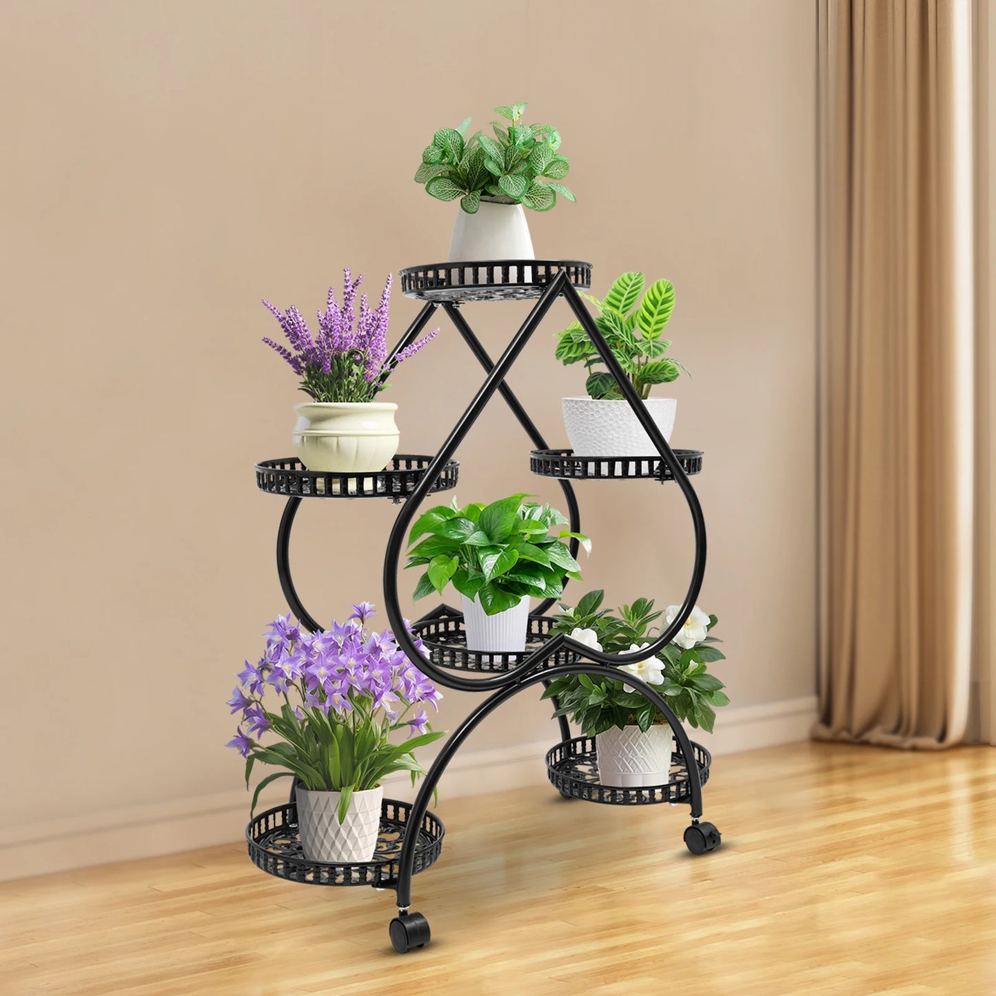 6 Potted Heart Flowerpot Stand 4 Tier Plant Stand for Patio Garden Living Room Corner Balcony and Bedroom