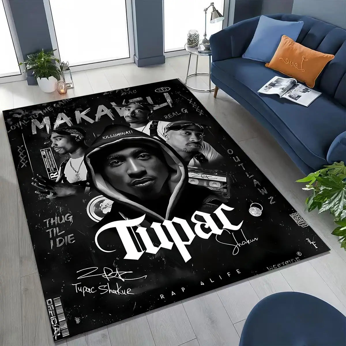 Tupac / 2Pac / Eminem Hip Hop Rap God Art Rug Non-slip Floor Mat