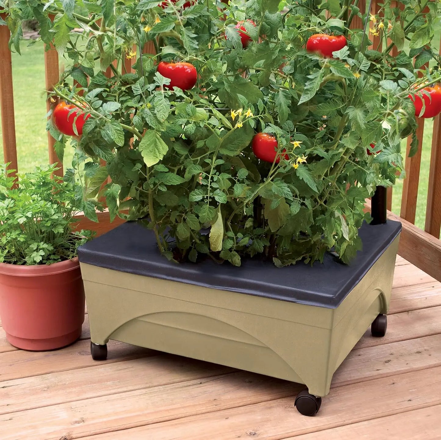 Self-Watering Raised Garden Bed with Casters - Mobile Planter Box for Easy Aeration and Gardening