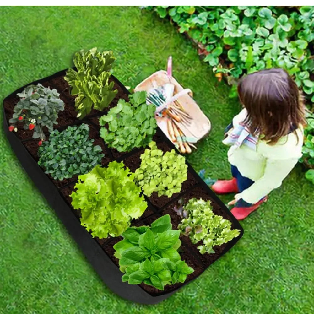 Garden Planting Bag Multi-gird Felt Growing Bag Rectangle Planting Nursery Pot Vegetable Tomato Potato Planting Container Plant