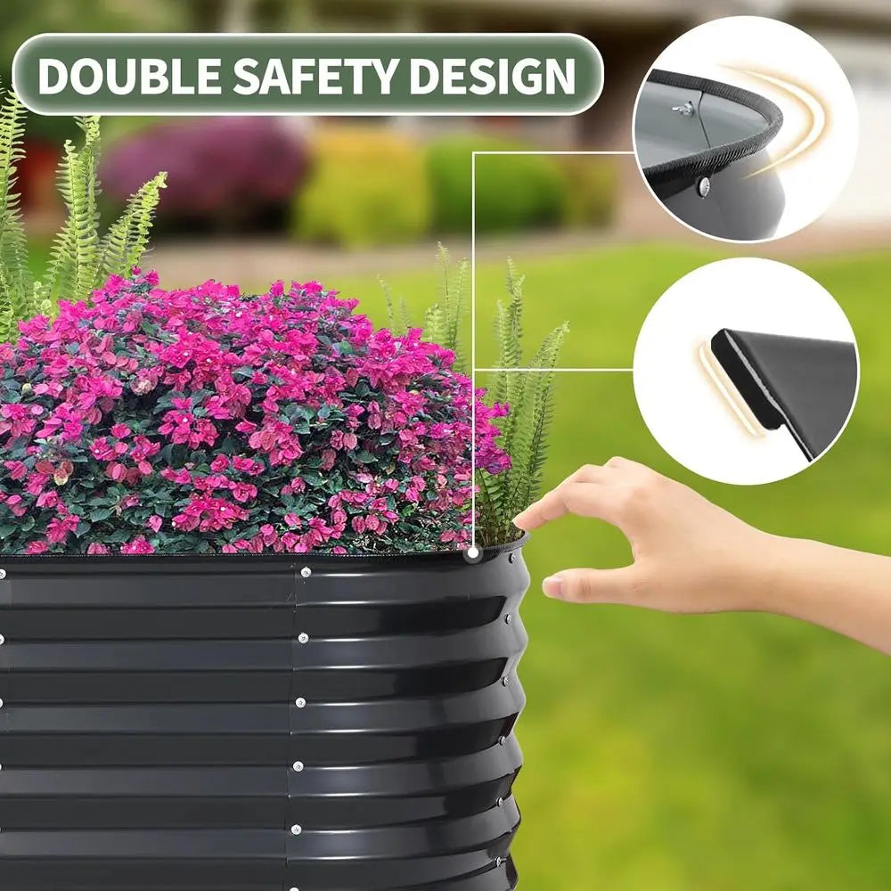 Metal Raised Garden Beds - Outdoor Planter Boxes for Vegetables & Flowers, 6x2x1.4ft, Grey, 2-Pack with Protective Tape