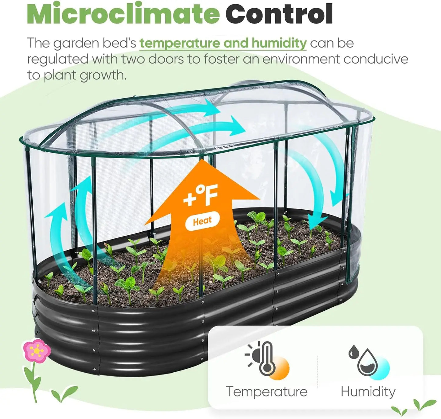 Oval Galvanized Raised Garden Bed with Protective Cover – 6×3×1 ft Outdoor Planter