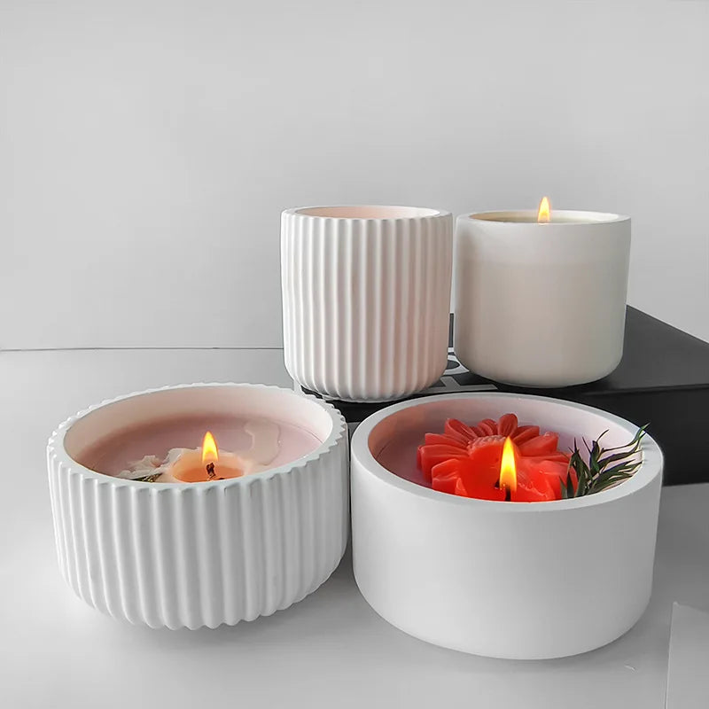 DIY Candle Cup Storage Box Cement Mold Crystal Epoxy Storage Box Silicone Mold Handmade Round Candle jar Mold