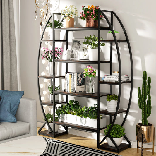 Multilayer Half‑Moon Plant Rack – Industrial Style Flower Shelf for Indoor/Outdoor Spaces