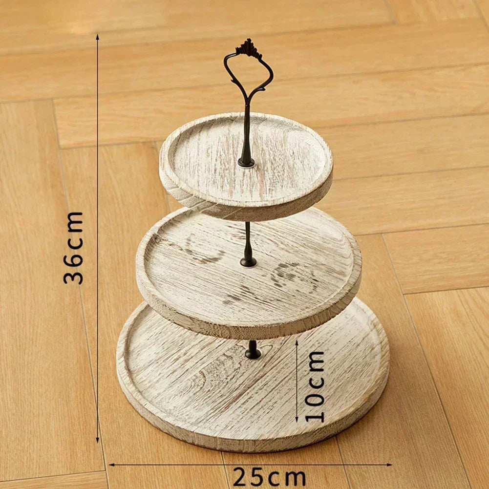 1PC 3-Layer/3-Layer Wood Cake Stand Wooden Fruit Tray Dessert Table Decoration For Birthday Wedding Party Decor Cupcake Plates