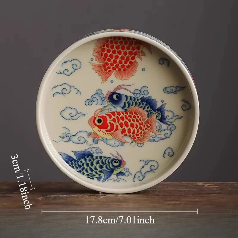Dragon Fish Triple Talisman Covered Bowl Home-use Chinese Tea Pitcher Single-piece Non-burning Tea Set with Lid Kung Fu