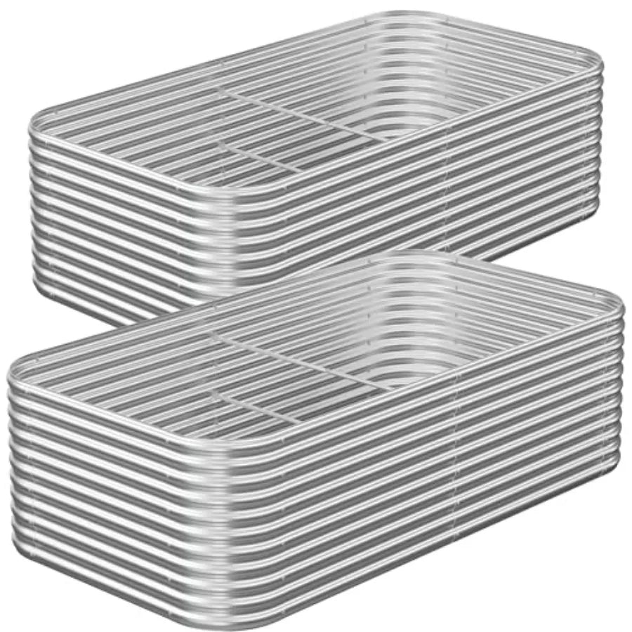 2 Pack Tall 8x3FT Raised Beds for Gardening Corrugated Galvanized Steel Raised Garden Bed Outdoor Metal Above Ground Garden Bed