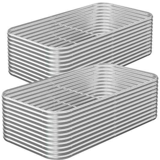 2 Pack Tall 8x3FT Raised Beds for Gardening Corrugated Galvanized Steel Raised Garden Bed Outdoor Metal Above Ground Garden Bed