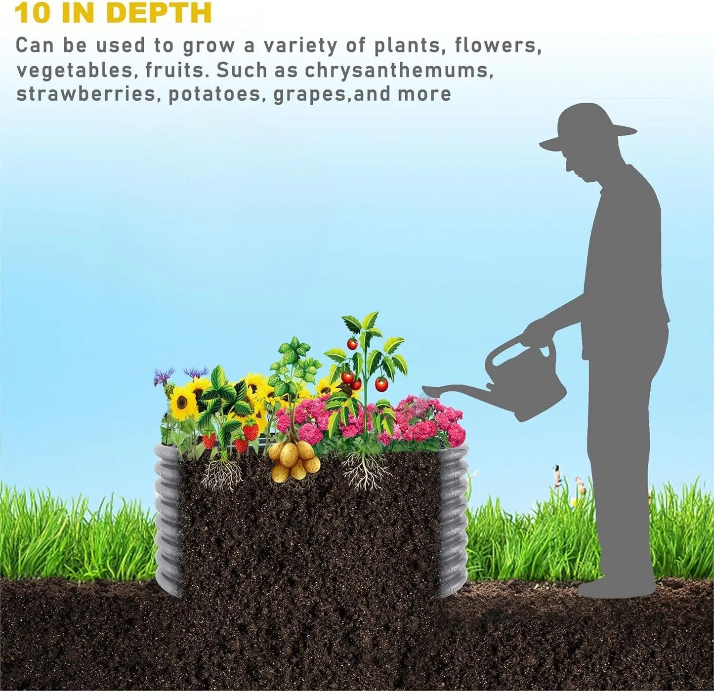 Round 2FT Galvanized Raised Garden Beds (4‑Pack) – Outdoor Planters for Veggies & Herbs