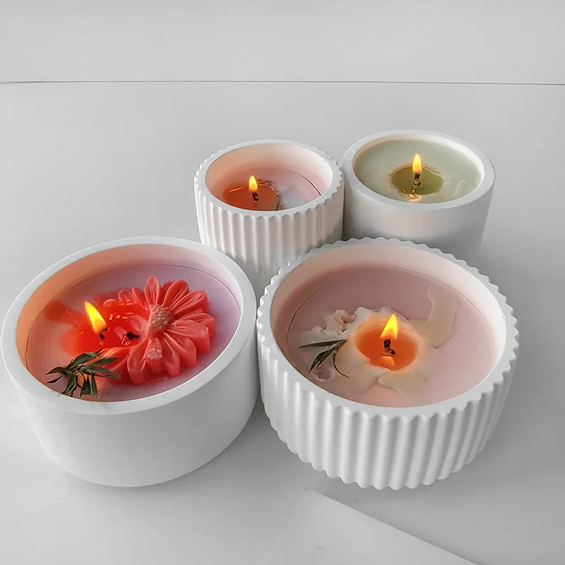 DIY Candle Cup Storage Box Cement Mold Crystal Epoxy Storage Box Silicone Mold Handmade Round Candle jar Mold