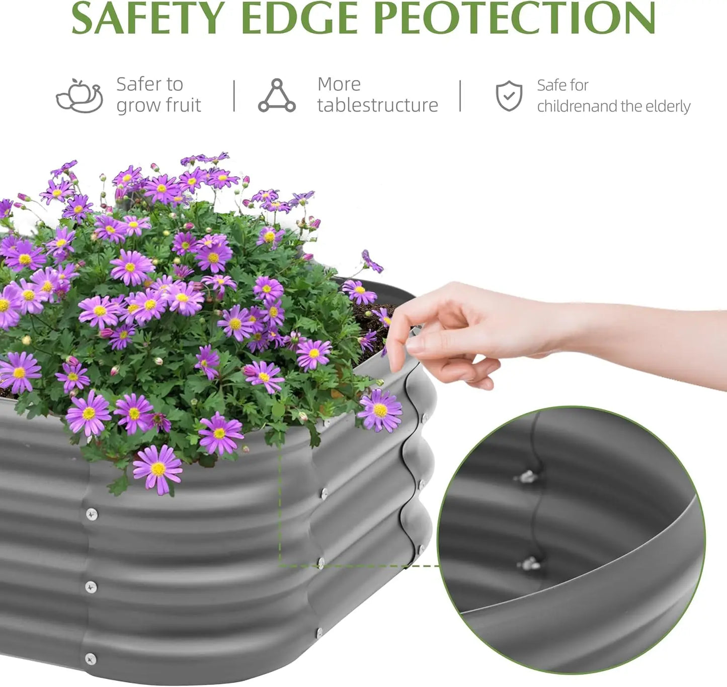 2-Pack Metal Raised Garden Bed, 2x1ft Outdoor Planter Box for Vegetables and Flowers, Dark Grey