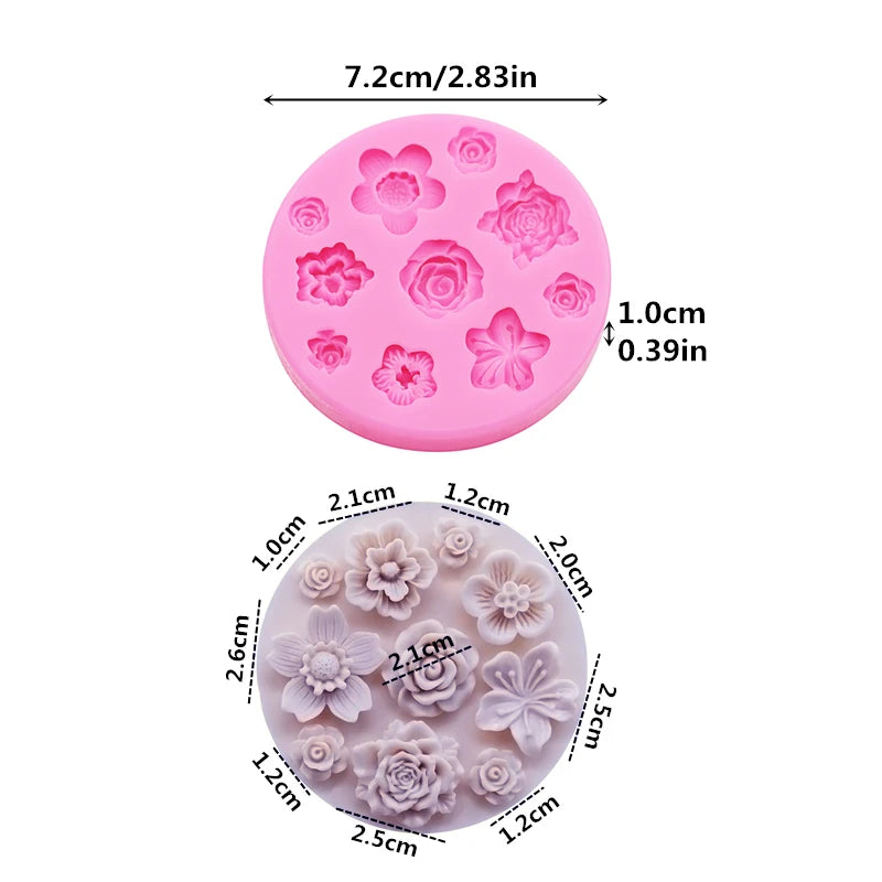 Roses Chrysanthemums Sunflowers Silicone Mould DIY Handmade Soap Flower Mould Chocolate Flip Cake Dessert Decoration Molds