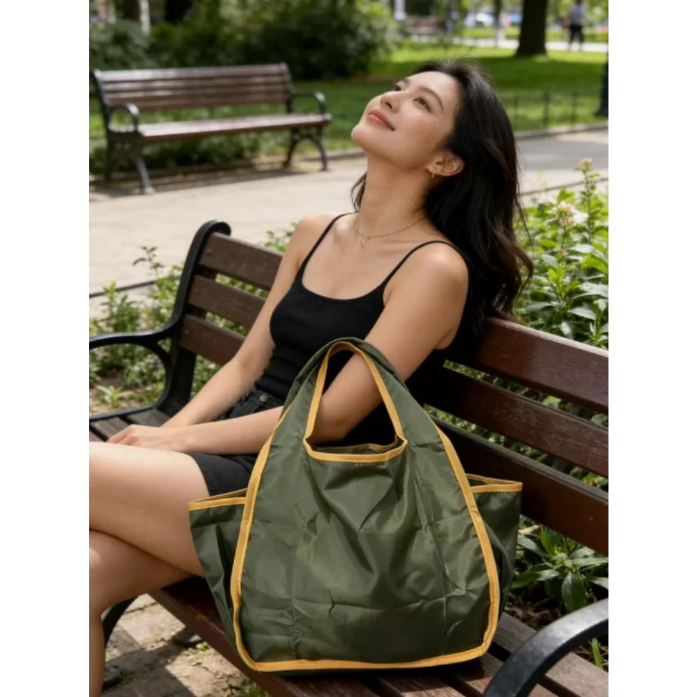 Reusable Grocery Bag Foldable Shopping Bag with Pocket Extra Wide Handle Portable Durable Washable Tote Bags