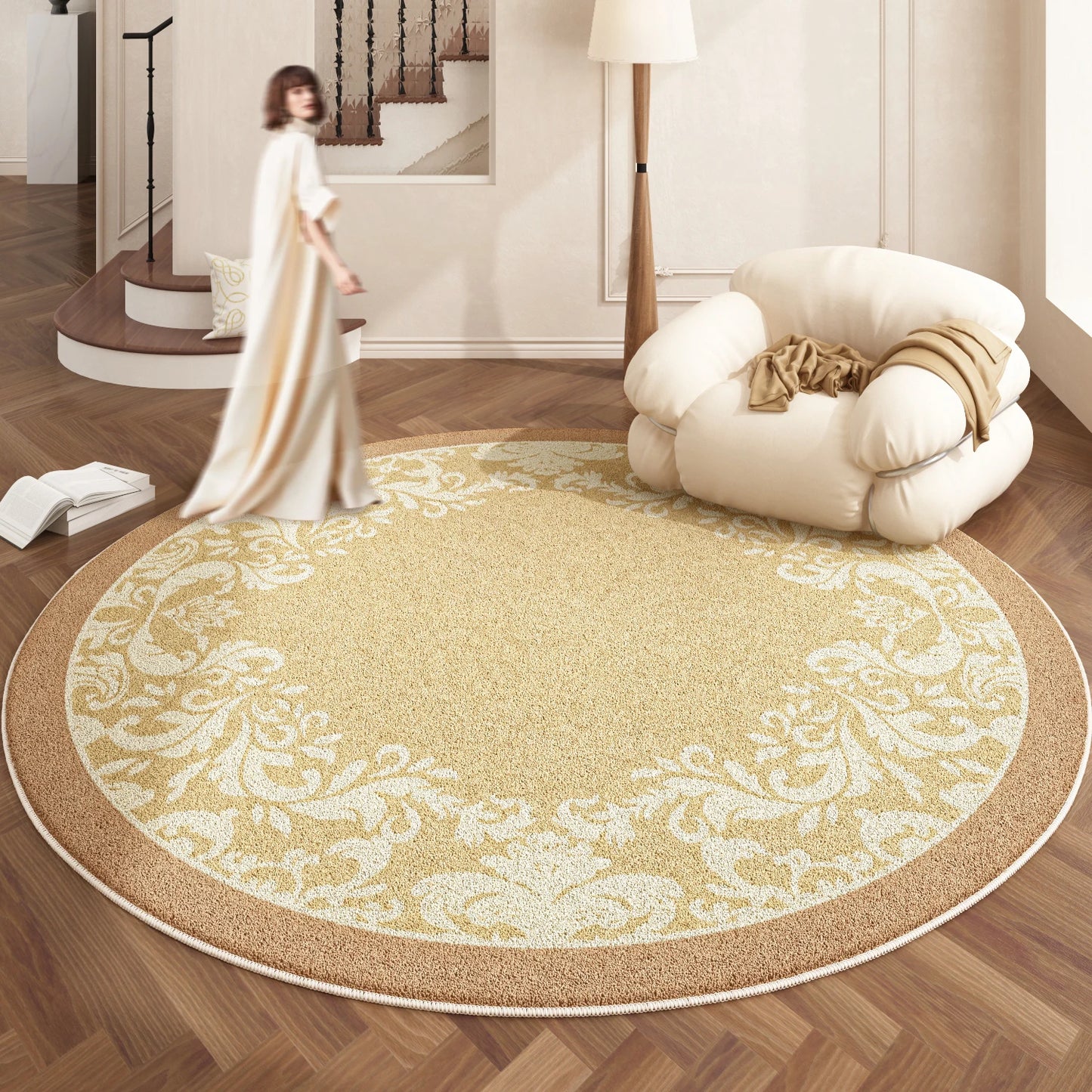 European Style Rugs for Bedroom Home Fluffy Soft Floor Mat Thicken Plush Living Room Decoration Round Carpet Washable Lounge Rug