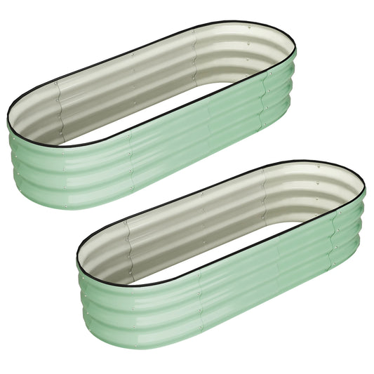 2‑Pack Oval Raised Garden Beds – Galvanized