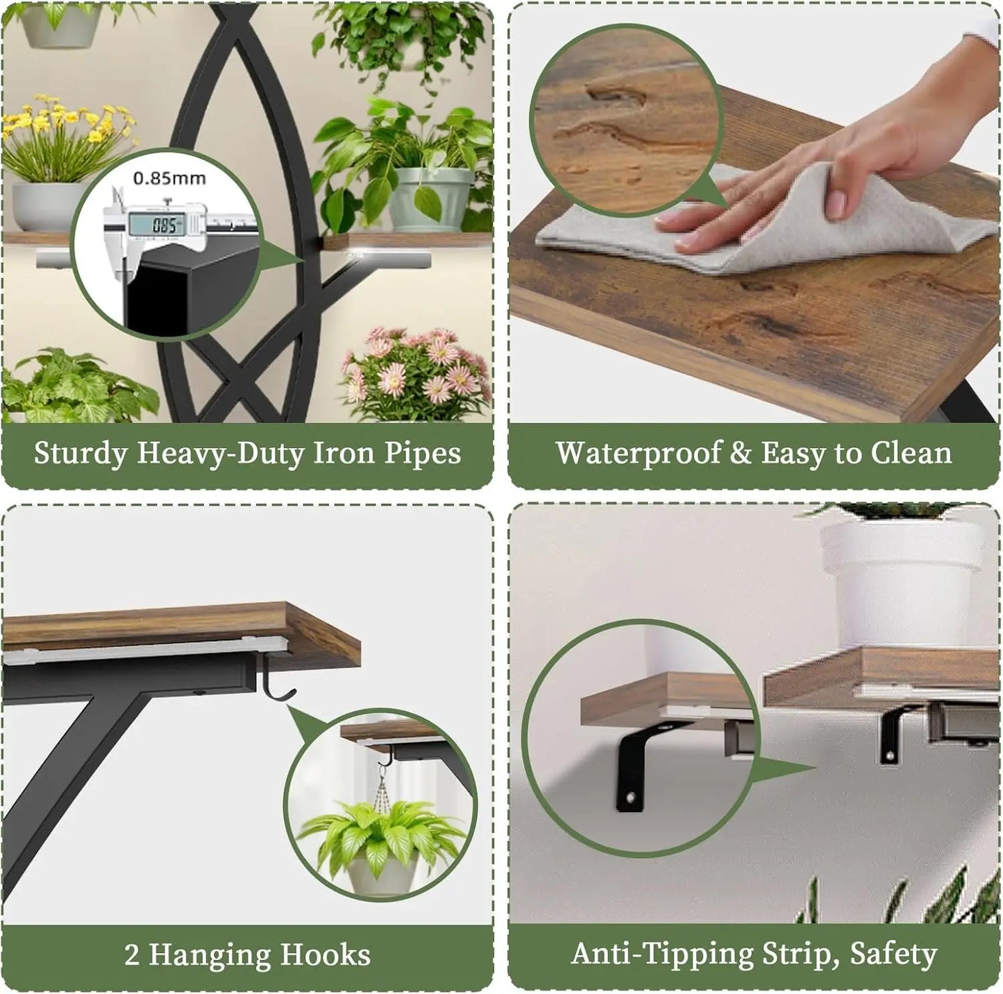 8-Tier Corner Plant Stand with Grow Lights, Storage Drawer, and Hooks for Indoor Plants - 65" Tall Metal Shelf