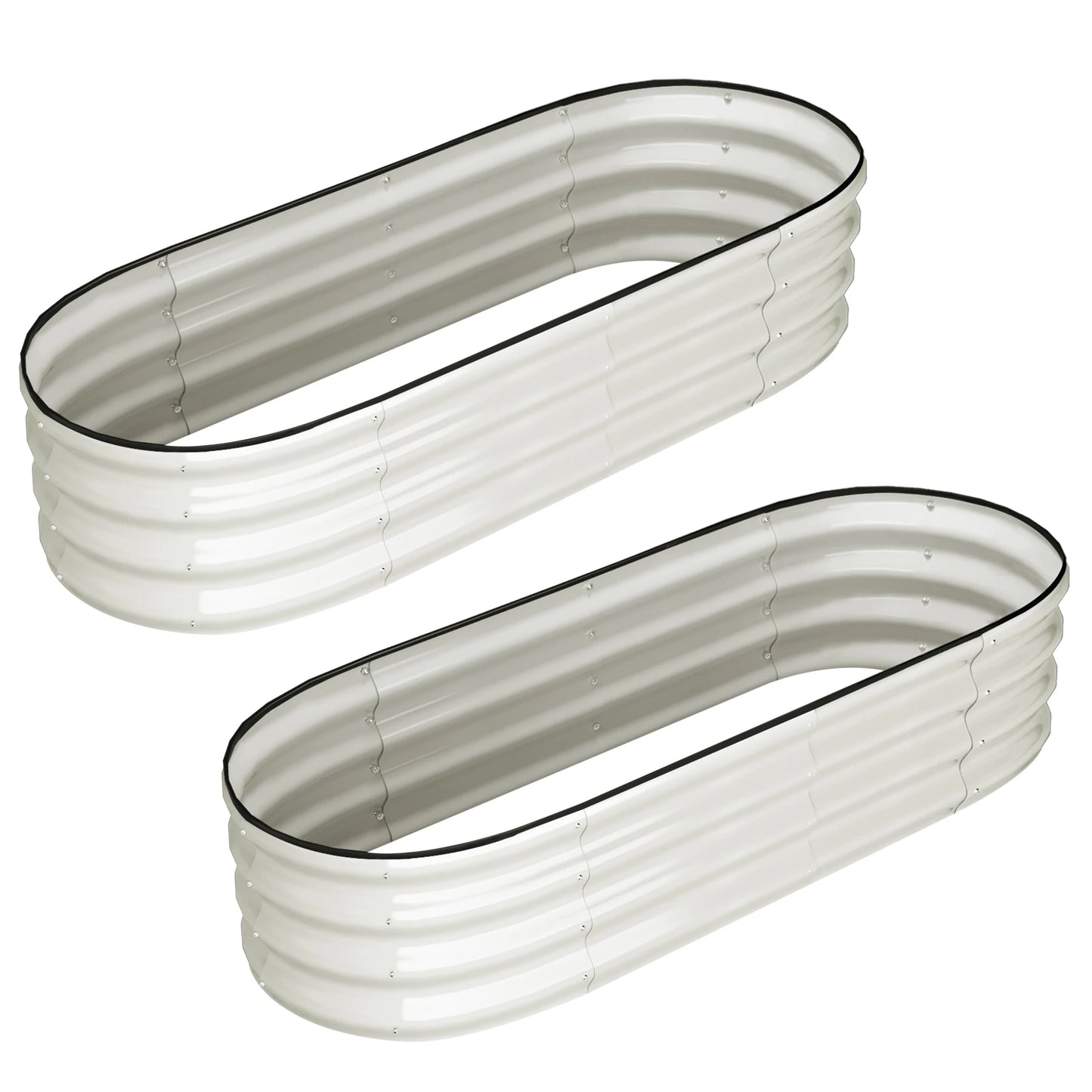 2‑Pack Oval Raised Garden Beds – Galvanized