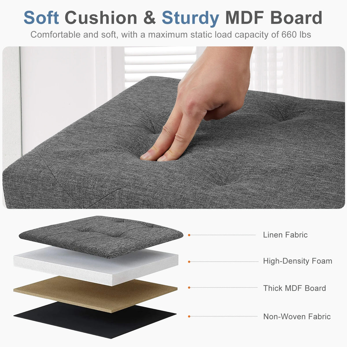 Folding Storage Ottoman Bench Living Room Hidden Storage Footstool Toy Box Bedroom Strong Load-bearing Capacity Stool