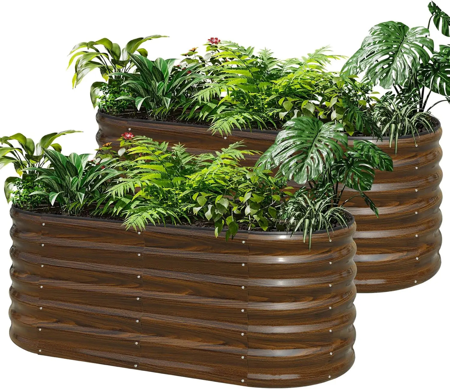 Large Metal Raised Garden Bed Kit, 2 Pcs 4x2x2 ft Planter Box for Vegetables, Flowers, Fruits