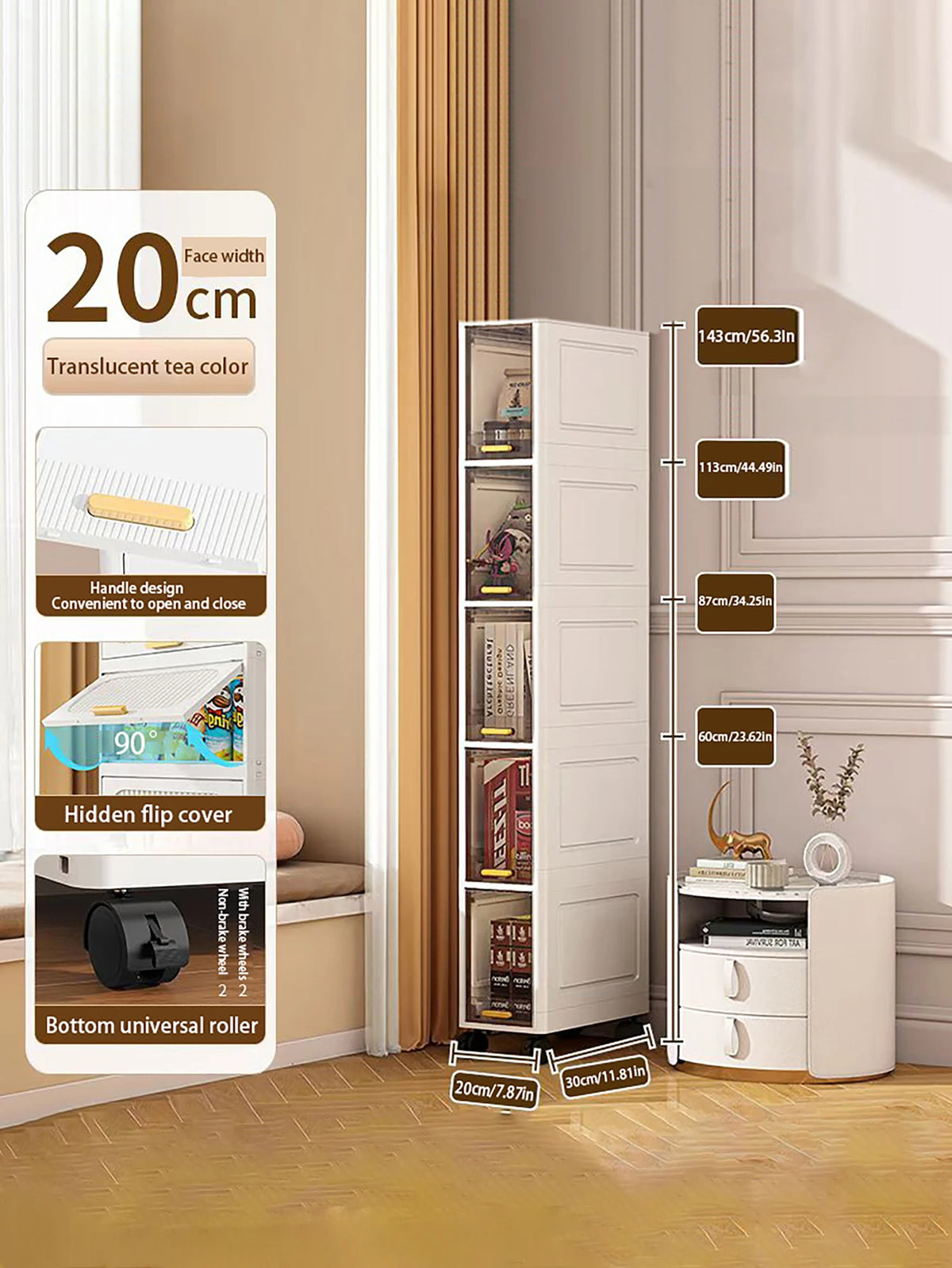 Gap storage cabinet, multi-functional ultra-thin organizer-suitable for kitchen and bathroom gaps, storage cabinet, home storage