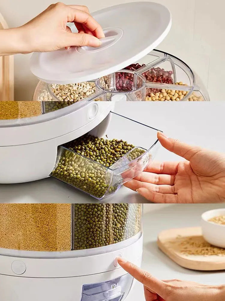 Rotatable Whole grains Storage Box Household Insect-Proof and Moisture-Proof Sealed rice Box Rice Tank Kitchen Storage Box