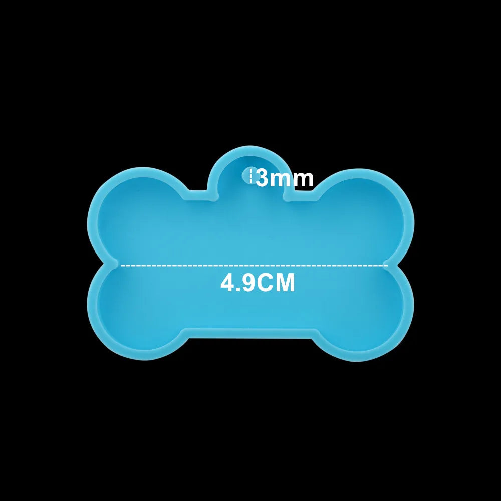 Dog Tag Bone Shaped Keychain Casting Silicone Mold for DIY Key Chain Pendant Crystal Epoxy Resin Molds Craft Jewelry Making Tool