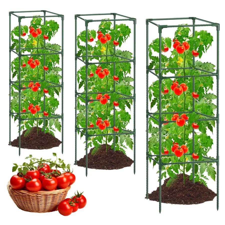 Square Steel Tomato Plant Cage – Heavy‑Duty Support Tower for Cherry Tomatoes