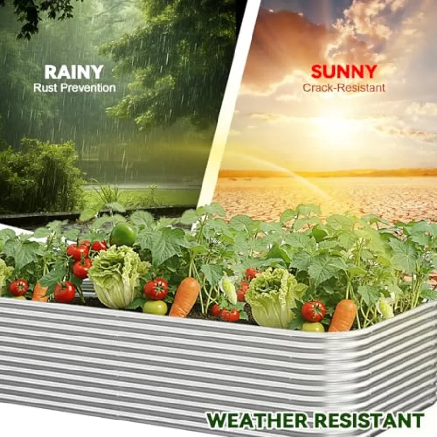 2 Pack Tall 8x3FT Raised Beds for Gardening Corrugated Galvanized Steel Raised Garden Bed Outdoor Metal Above Ground Garden Bed