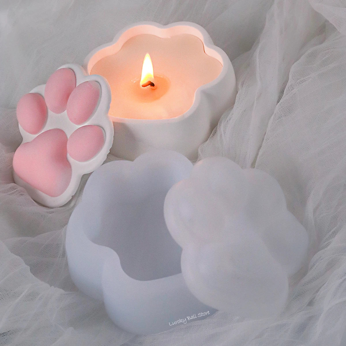 Cat Claw Jewelry Storage Box Silicone Mold DIY Epoxy Resin Ashtray Concrete Cement Gypsum Crystal Candle Jar Mould Home Decor