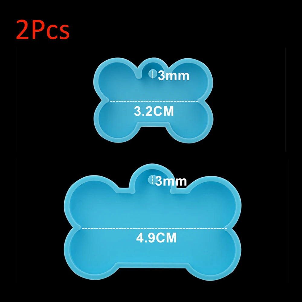 Dog Tag Bone Shaped Keychain Casting Silicone Mold for DIY Key Chain Pendant Crystal Epoxy Resin Molds Craft Jewelry Making Tool