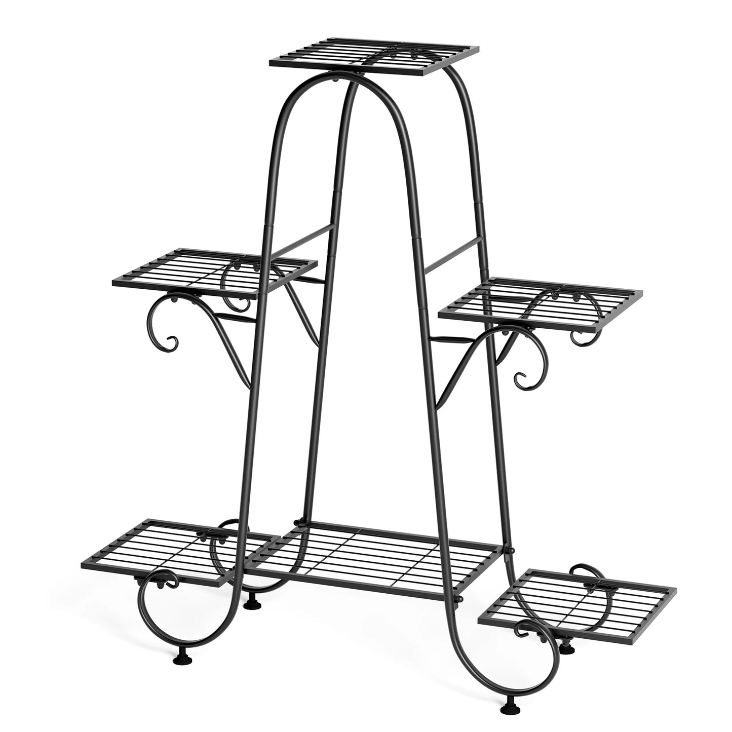 6‑Tier Metal Plant Stand, indoor/outdoor, anti‑rust, black, and perfect for boutique‑clean home & patio styling