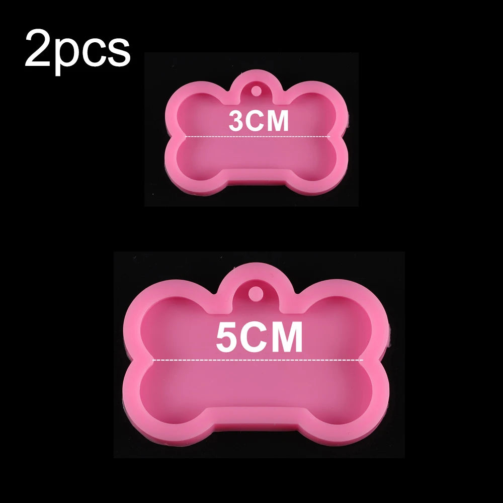 Dog Tag Bone Shaped Keychain Casting Silicone Mold for DIY Key Chain Pendant Crystal Epoxy Resin Molds Craft Jewelry Making Tool